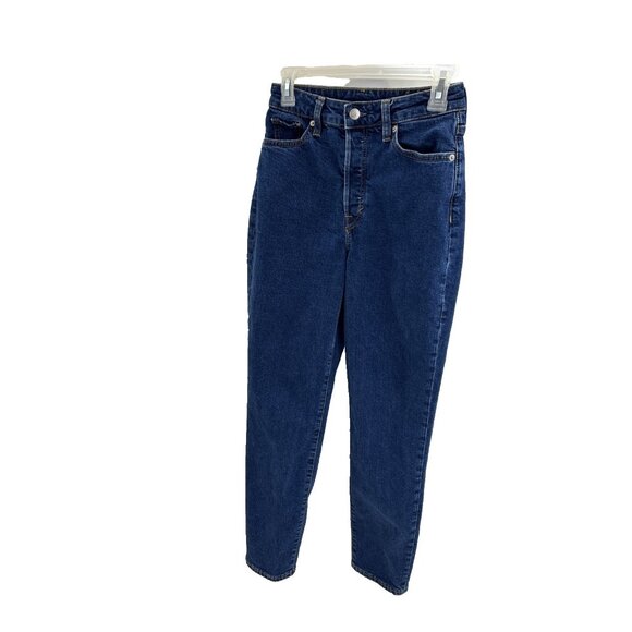 H&M Womens Size 4 Ultra High Waist Mom Jeans Blue Denim Tapered Leg Casual - Picture 1 of 6